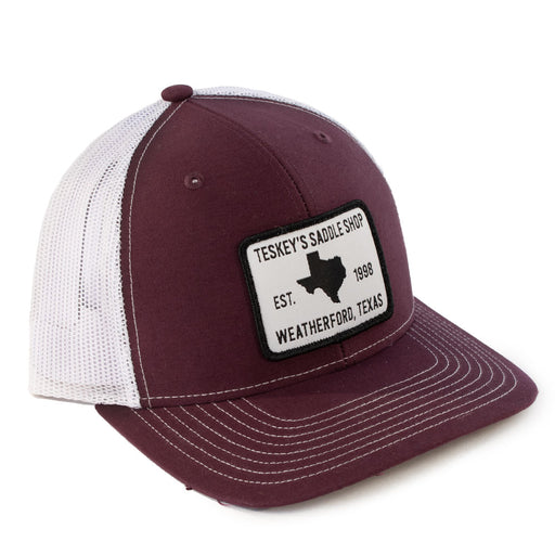Teskey's 98 Saddle Shop Logo Cap - Burgundy/White TESKEY'S GEAR - Baseball Caps Teskey's