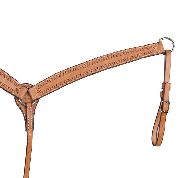 Teskey's 1-3/4" Slickout Breast Collar w/Running W Border Tack - Breast Collars Teskey's Light Oil
