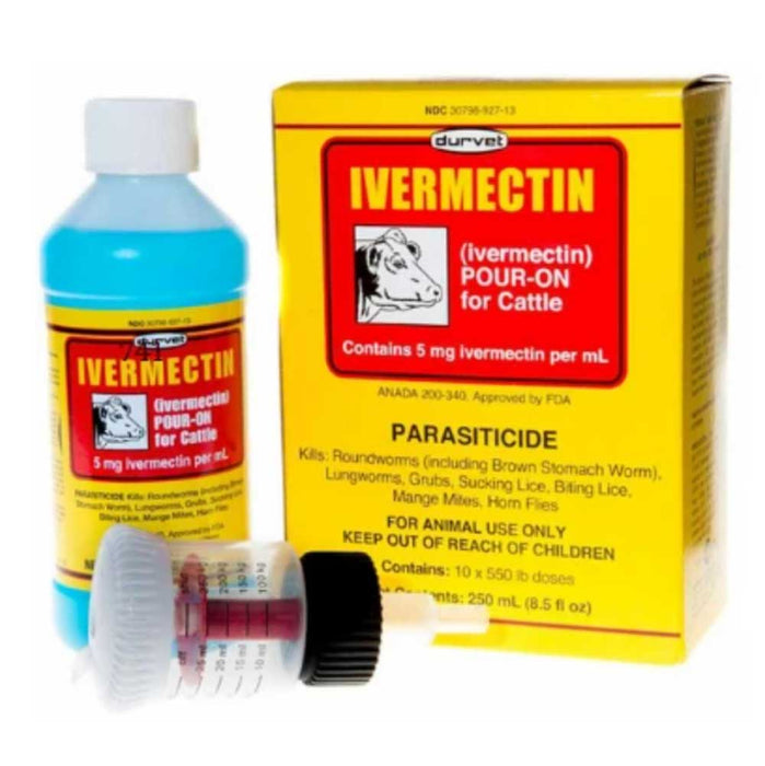 Durvet Ivermectin Pour On For Cattle Livestock - De-Wormer Durvet 250ML