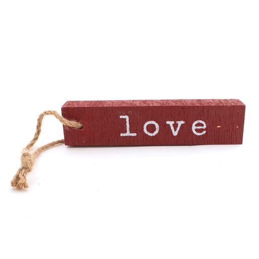 Rectangle 8" Wood Christmas Ornament - Love - FINAL SALE HOME & GIFTS - Home Decor - Seasonal Decor Creative Co-Op