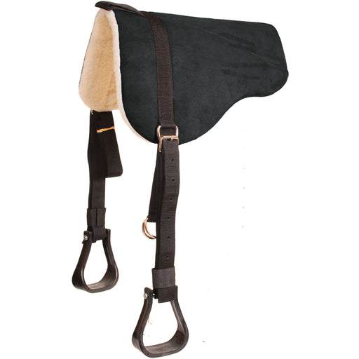 Mustang Faux Suede Bareback Pad With Stirrups Tack - Saddle Pads Mustang Black