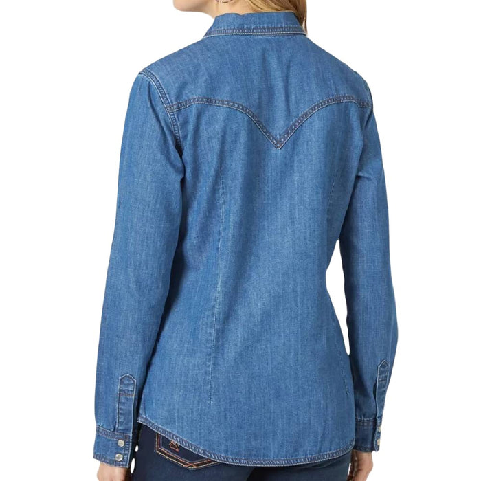 Wrangler Women's Western Snap Denim Shirt WOMEN - Clothing - Tops - Long Sleeved Wrangler