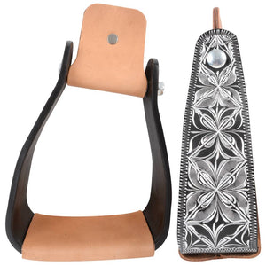 Cashel Engraved Slanted Stirrup Tack - Saddle Accessories Cashel 3" Black 