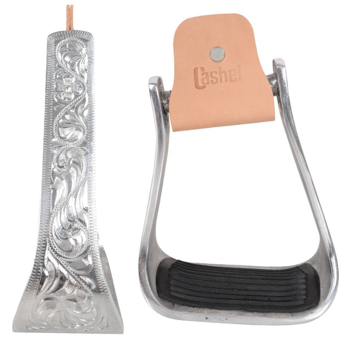 Cashel Engraved Slanted Stirrup Tack - Saddle Accessories Cashel 2 1/2" Silver