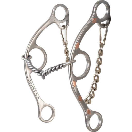 Classic Equine Diamond Long Shank Stainless Steel Twisted Wire Snaffle Tack - Bits Classic Equine