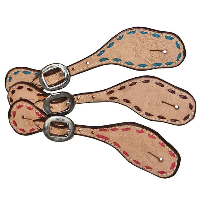 Teskey's Colored Buckstitch Ladies Spur Straps Tack - Spur Straps Teskey's Turquoise