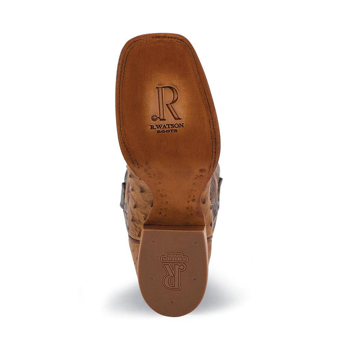 R. Watson Men's Antique Saddle Full Quill Ostrich Square Toe Boot MEN - Footwear - Exotic Western Boots R Watson