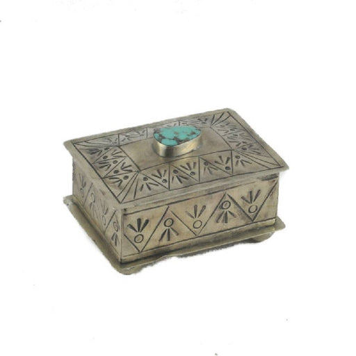 J. Alexander Small Stamped Box w/Turquoise HOME & GIFTS - Home Decor J. ALEXANDER RUSTIC SILVER