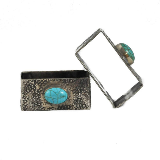 J. Alexander Stamped w/ Turquoise Napkin Ring HOME & GIFTS - Home Decor - Decorative Accents J. Alexander Rustic Silver