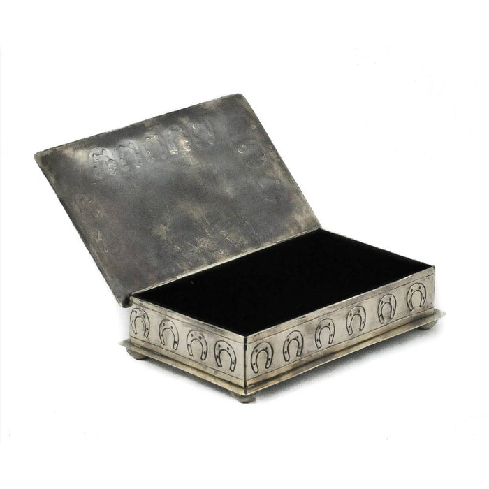 J. Alexander Stamped Horseshoe Box w/ Turquoise HOME & GIFTS - Home Decor - Decorative Accents J. Alexander Rustic Silver