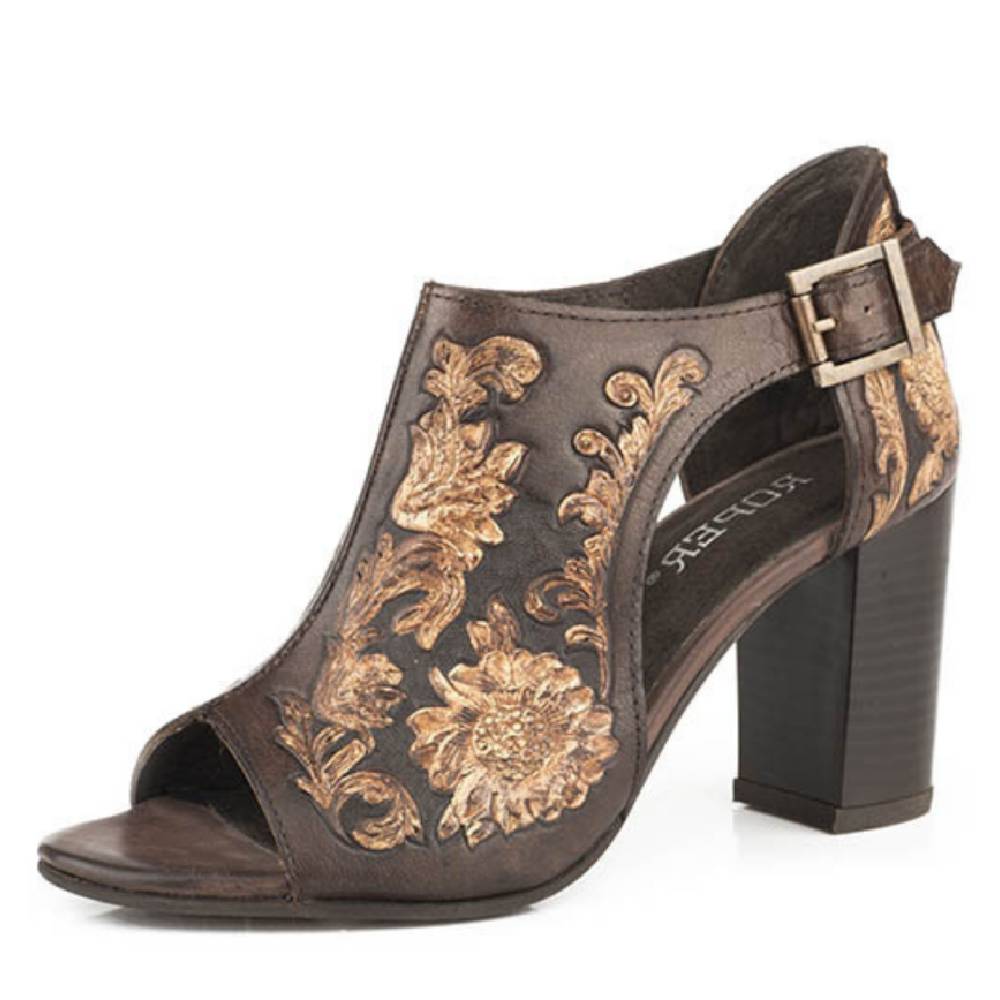 Roper Mika Open Toe Tooled Mule Shoe- FINAL SALE WOMEN - Footwear - Boots - Booties Roper Apparel & Footwear   