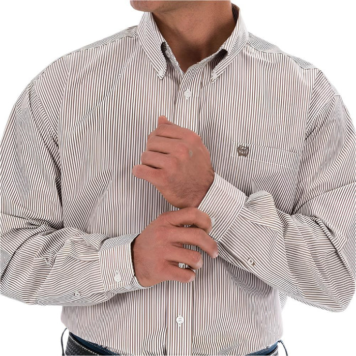 Cinch Men's Stripe Khaki Button Down Shirt MEN - Clothing - Shirts - Long Sleeve Cinch