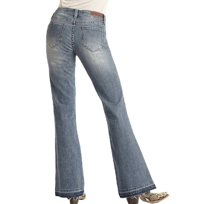 * Rock & Roll Denim Women's Mid Rise Split Trim Trouser Jean - FINAL SALE WOMEN - Clothing - Jeans Panhandle