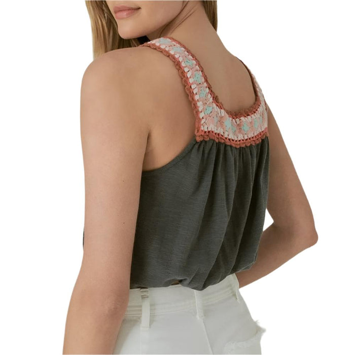 Lucky Brand Crochet Trim Bubble Top WOMEN - Clothing - Tops - Sleeveless Lucky Brand Jeans