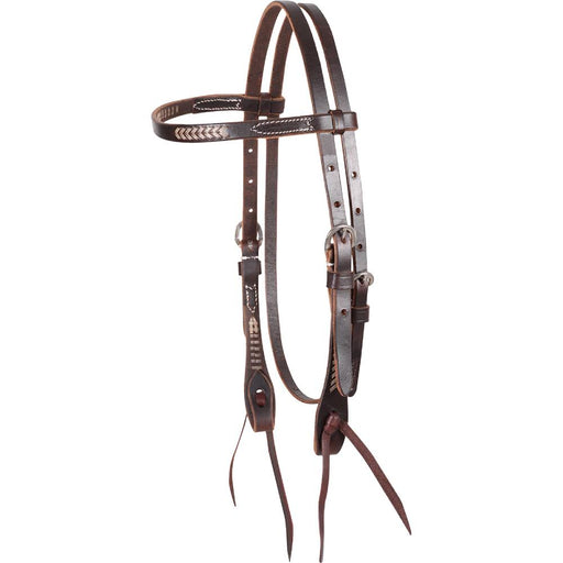 Martin Saddlery Chocolate Browband Headstall w/Rawhide Lacing Tack - Headstalls Martin Saddlery
