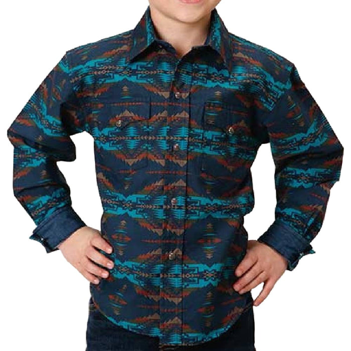 Roper Boy's Blanket Horizon Stripe Snap Shirt KIDS - Boys - Clothing - Shirts - Long Sleeve Shirts Roper Apparel & Footwear