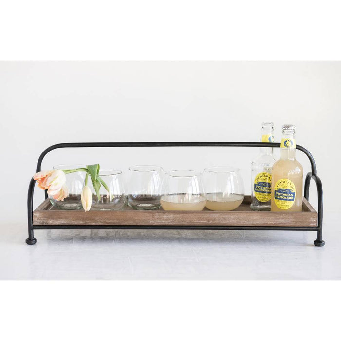 Wood Tray Metal Stand HOME & GIFTS - Home Decor - Decorative Accents Creative Co-Op