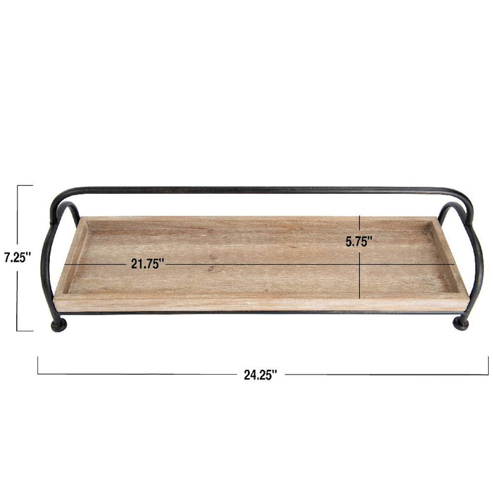 Wood Tray Metal Stand HOME & GIFTS - Home Decor - Decorative Accents Creative Co-Op