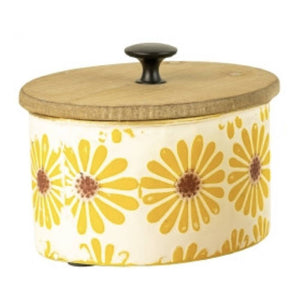 Kalalou Painted Floral Wood/Metal Canister HOME & GIFTS - Tabletop + Kitchen - Kitchen Decor KALALOU Oval  