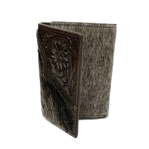 Nocona Calf Hair Tooled Edge Trifold Wallet MEN - Accessories - Wallets & Money Clips M&F Western Products