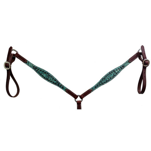 Teskey's Chocolate Floral Breast Collar w/Buckstitch Tack - Breast Collars Teskey's