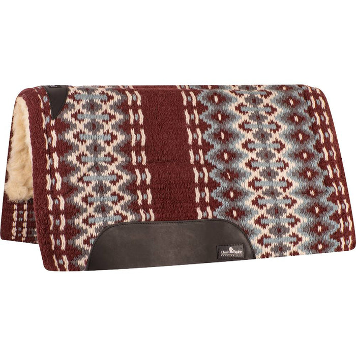 Classic Equine SensorFlex Wool Top Pad - 34"x38" Tack - Saddle Pads Classic Equine Burgundy/Blue