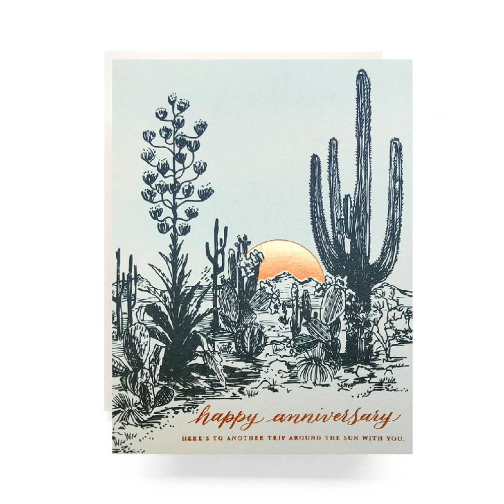 Cactus Sunset Anniversary Greeting Card HOME & GIFTS - Gifts Antiquaria   