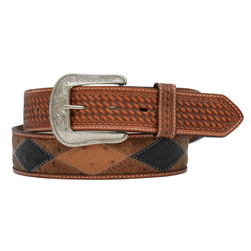 * Ostrich Patchwork Belt - FINAL SALE *Size 46 MEN - Accessories - Belts & Suspenders M&F Western Products NAT 30