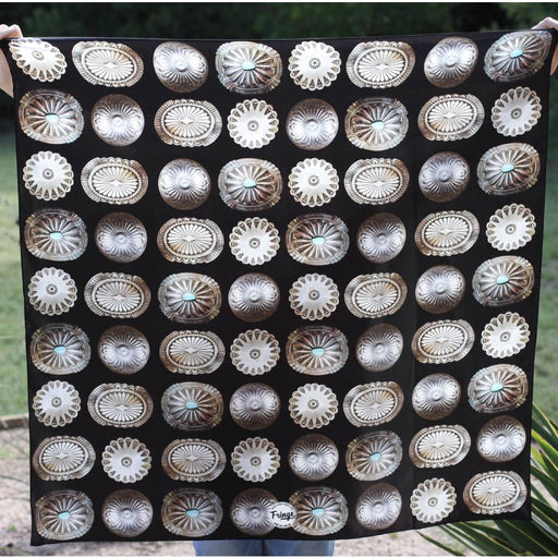 Fringe Scarves "Big Concho" Long Wild Rag ACCESSORIES - Additional Accessories - Wild Rags & Scarves Fringe Scarves BLACK