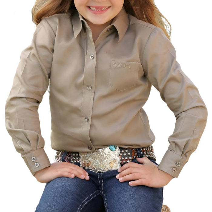 * Cruel Girl's Solid Khaki Button Up Shirt - FINAL SALE KIDS - Girls - Clothing - Tops - Long Sleeve Tops Cruel Denim
