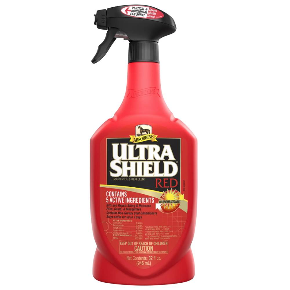 Ultra Shield Red Fly Spray Equine - Fly & Insect Control Absorbine 32 oz  