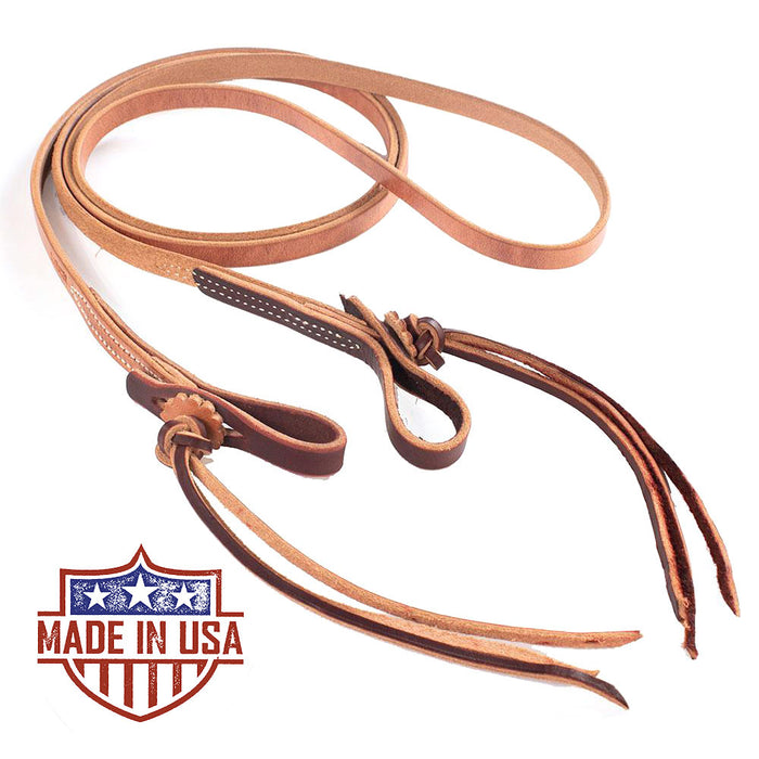 Patrick Smith Herman Oak Two-Tone Pineapple Knot Roping Rein Tack - Reins Patrick Smith 1/2"