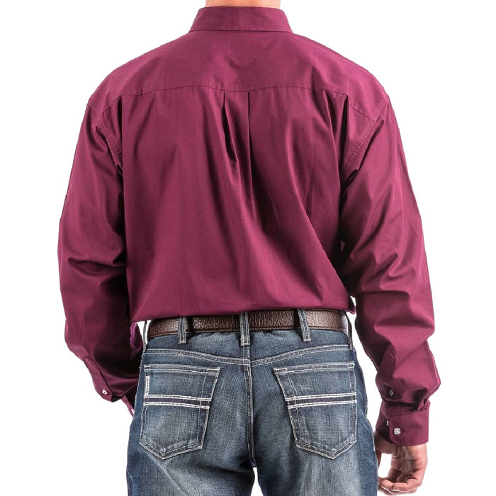 Cinch Men's Burgundy Solid Button Down Shirt MEN - Clothing - Shirts - Long Sleeve Cinch