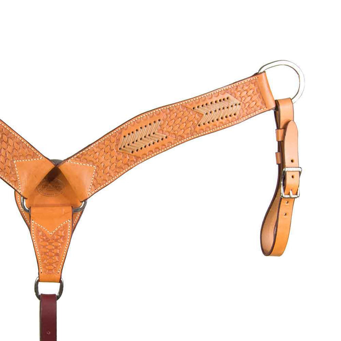 Teskey's Basket Stamped Breast Collar with Rawhide Tack - Breast Collars Teskey's Light Oil