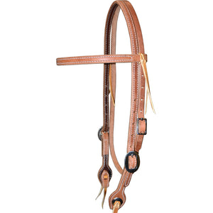 Teskey's Slotted Concho Browband Headstall Tack - Headstalls Teskey's Light Oil  