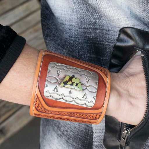 Emerald Valley Turquoise Stone Leather Cuff Bracelet WOMEN - Accessories - Jewelry - Bracelets Elegant Ranch