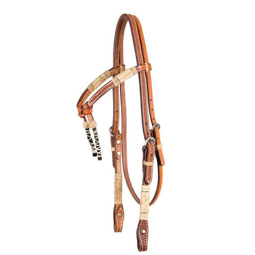 Teskey's Crossover Browband w/Horsehair Tassels Tack - Headstalls Teskey's Light Oil