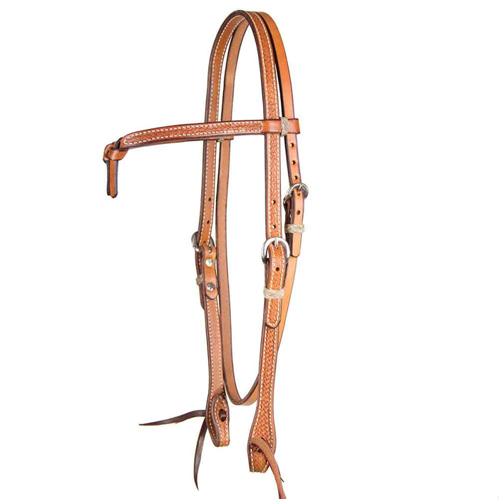 Teskey's Basket Stamped Crossover Headstall Tack - Headstalls Teskey's Light Oil