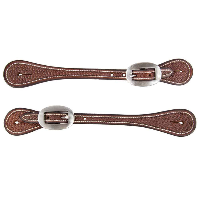 Teskey's Basket Stamped Spur Straps Tack - Spur Straps Teskey's Light Oil
