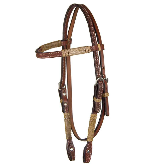 Teskey's Basket Stamped Browband Headstall w/Rawhide Accents Tack - Headstalls Teskey's Heavy Oil