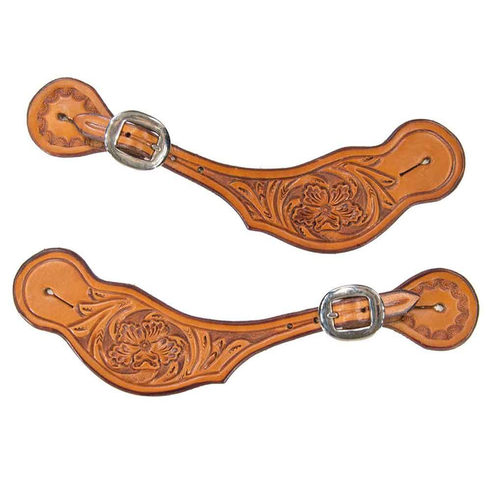 Teskey's Floral Tooled Spur Straps Tack - Spur Straps Teskey's