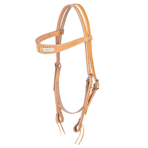 Light Oil Browband Headstall w/White Stitching Tack - Headstalls Teskey's