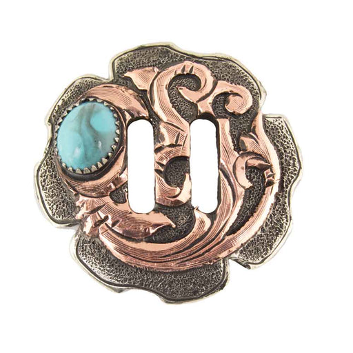 Slotted Clover Concho W/Turquoise Tack - Conchos & Hardware MISC