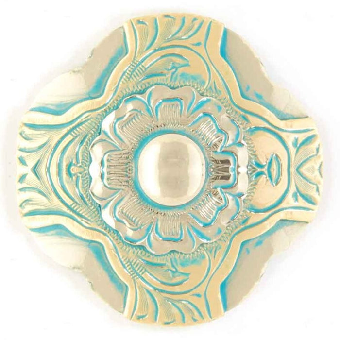 White Gold And Turquoise Concho Tack - Conchos & Hardware MISC Chicago Screw 1"