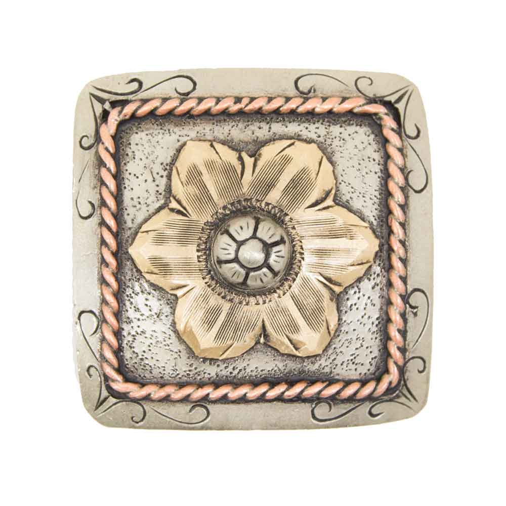 Silver Square Flower Concho Tack - Conchos & Hardware - Conchos MISC 1" Wood Screw 