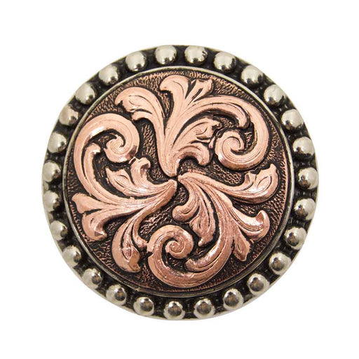 Copper Scroll Concho With Dot Border Tack - Conchos & Hardware MISC Chicago Screw 1"