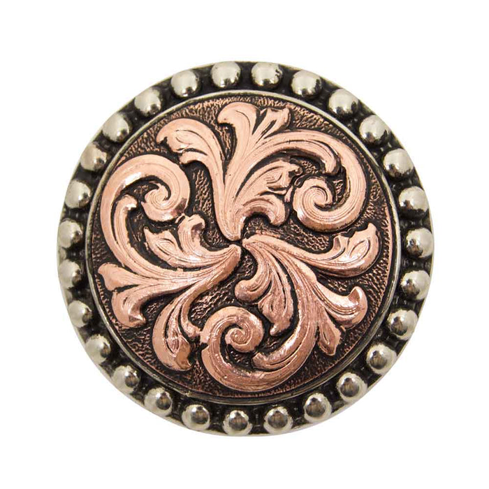 Copper Scroll Concho With Dot Border Tack - Conchos & Hardware MISC Chicago Screw 1"