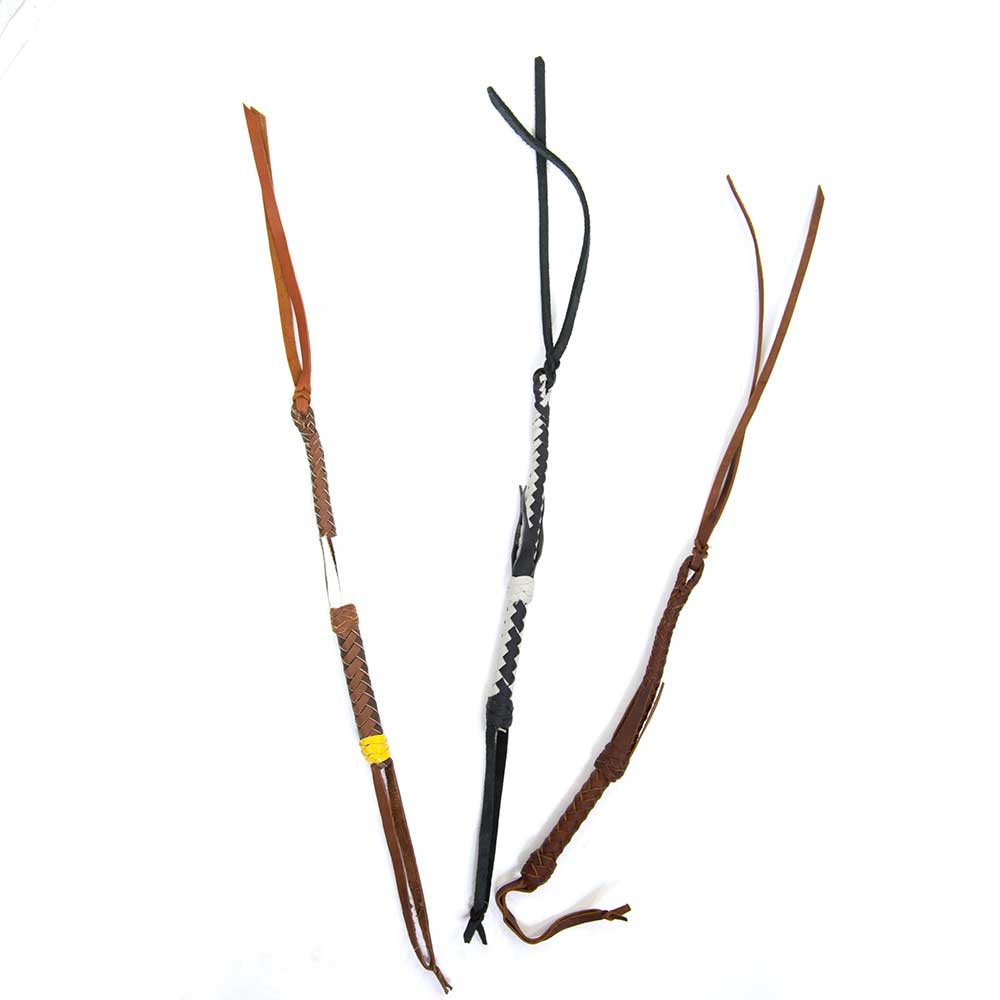 Cowboy Collection Braided Leather Quirts Tack - Whips, Crops & Quirts Cowboy Collection Black/White  