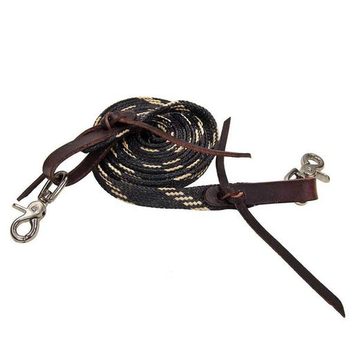 Mustang Flat Waxed Roping Rein Tack - Reins Mustang Black and Tan