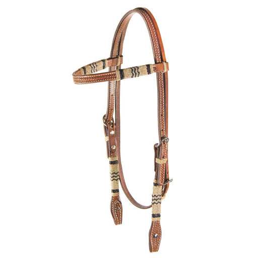 Teskey's Basket Stamped Browband Headstall w/Rawhide Accents Tack - Headstalls Teskey's Light Oil